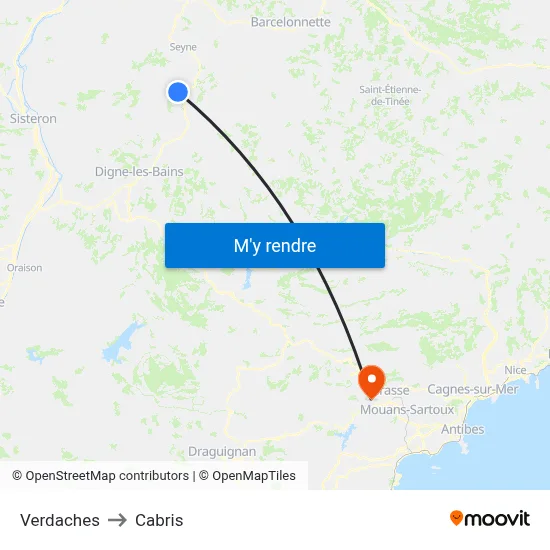 Verdaches to Cabris map
