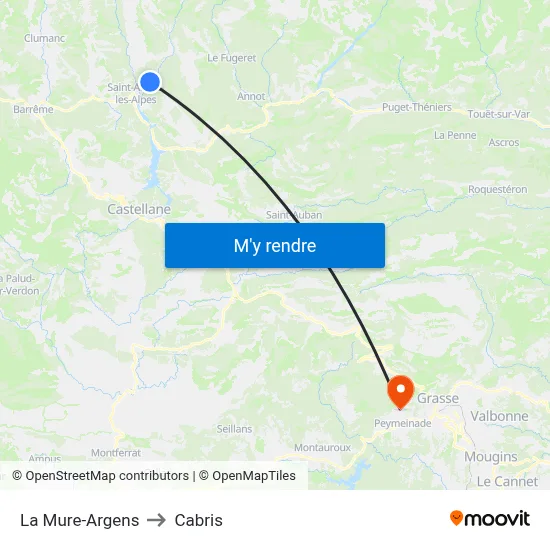 La Mure-Argens to Cabris map