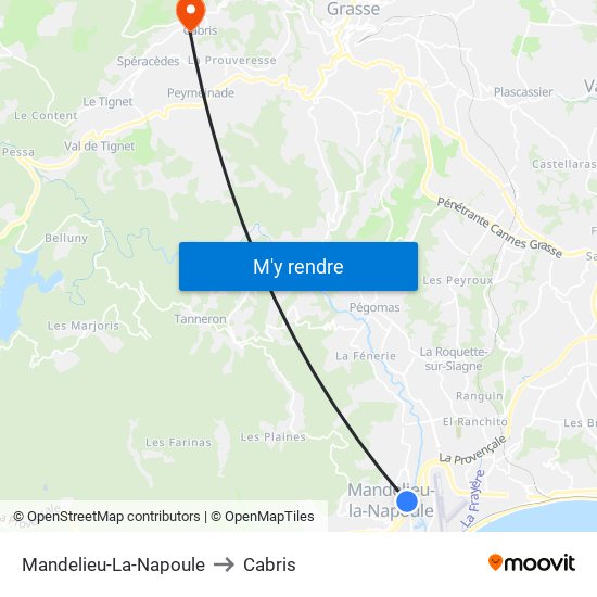 Mandelieu-La-Napoule to Cabris map