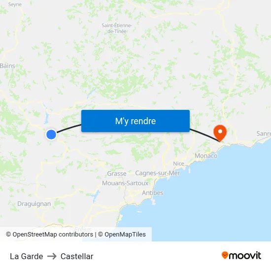 La Garde to Castellar map