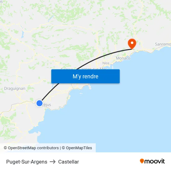 Puget-Sur-Argens to Castellar map