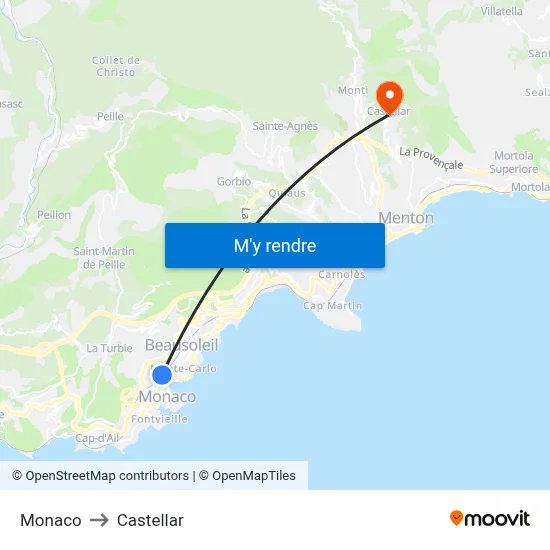 Monaco to Castellar map