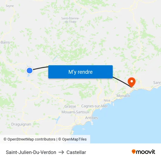 Saint-Julien-Du-Verdon to Castellar map