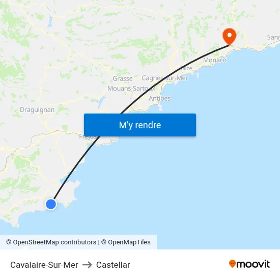 Cavalaire-Sur-Mer to Castellar map