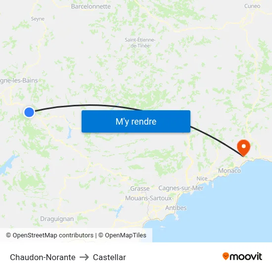 Chaudon-Norante to Castellar map