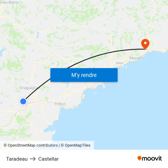 Taradeau to Castellar map