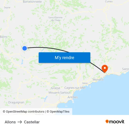 Allons to Castellar map