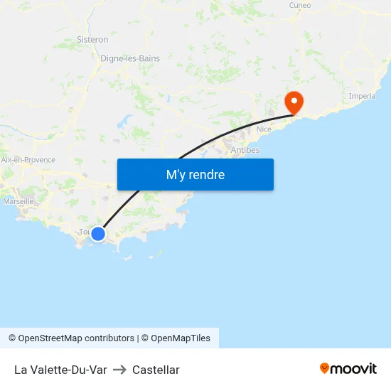 La Valette-Du-Var to Castellar map