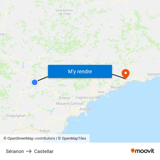 Séranon to Castellar map