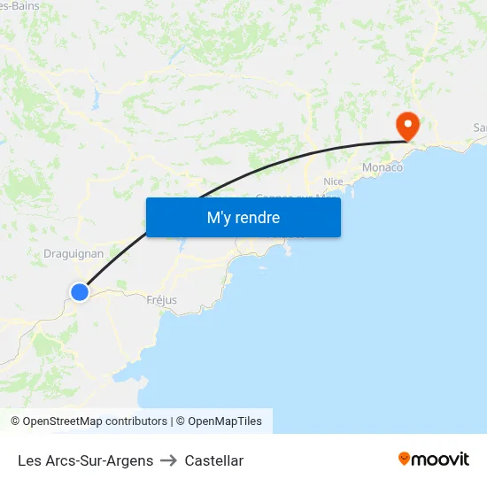 Les Arcs-Sur-Argens to Castellar map