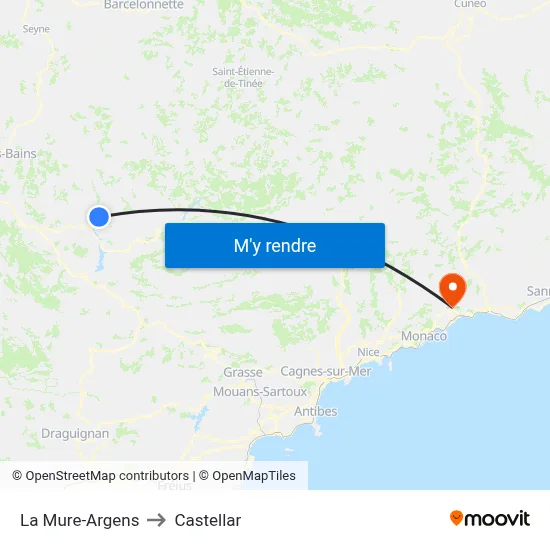 La Mure-Argens to Castellar map