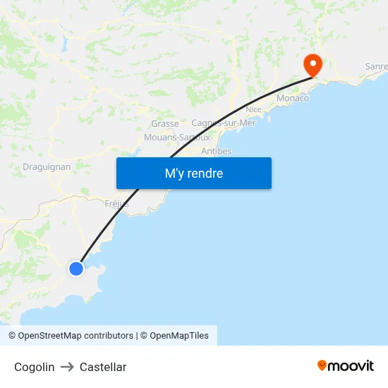 Cogolin to Castellar map