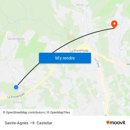 Sainte-Agnès to Castellar map