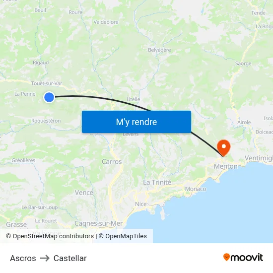 Ascros to Castellar map