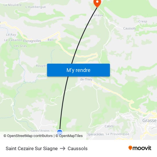 Saint Cezaire Sur Siagne to Caussols map