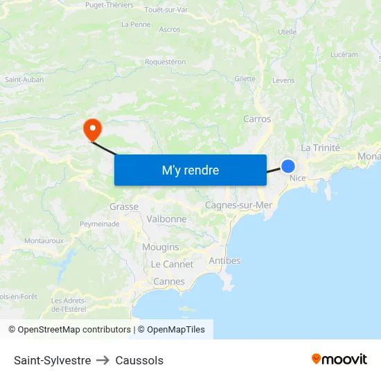 Saint-Sylvestre to Caussols map