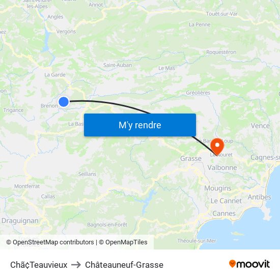 Chã¢Teauvieux to Châteauneuf-Grasse map