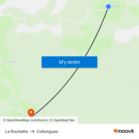 La Rochette to Collongues map