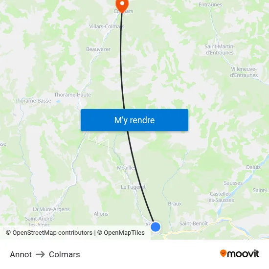 Annot to Colmars map