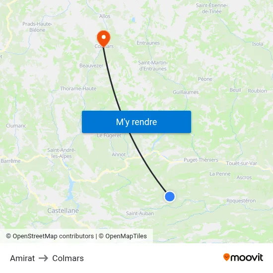 Amirat to Colmars map