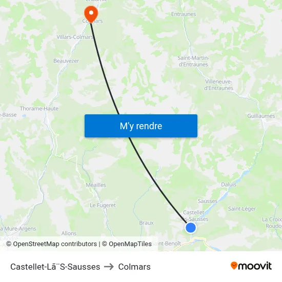 Castellet-Lã¨S-Sausses to Colmars map