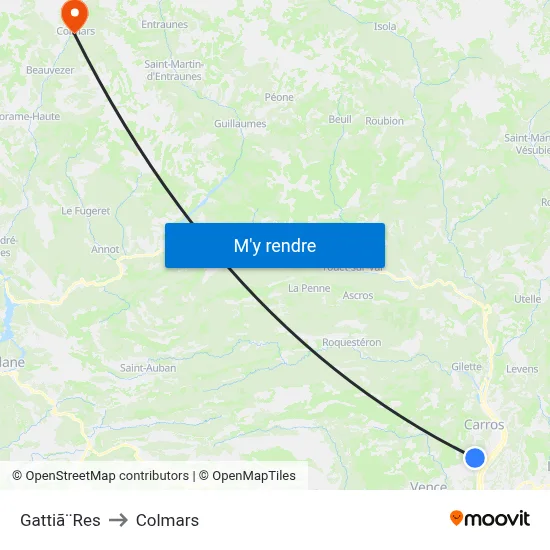 Gattiã¨Res to Colmars map