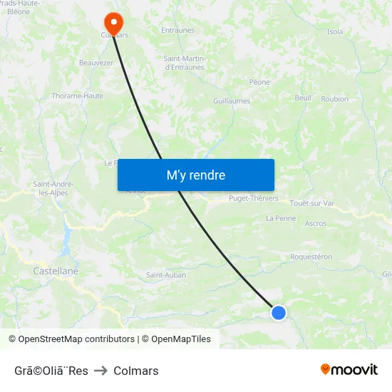 Grã©Oliã¨Res to Colmars map