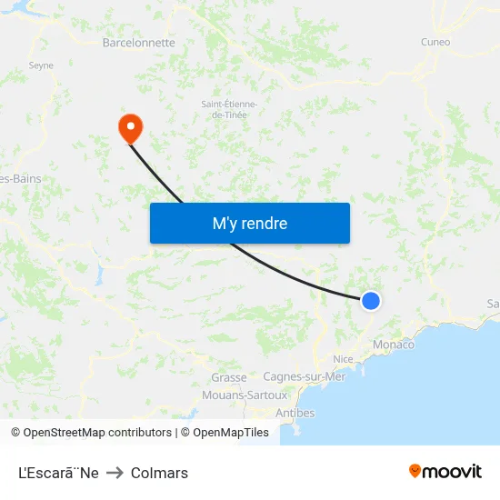 L'Escarã¨Ne to Colmars map