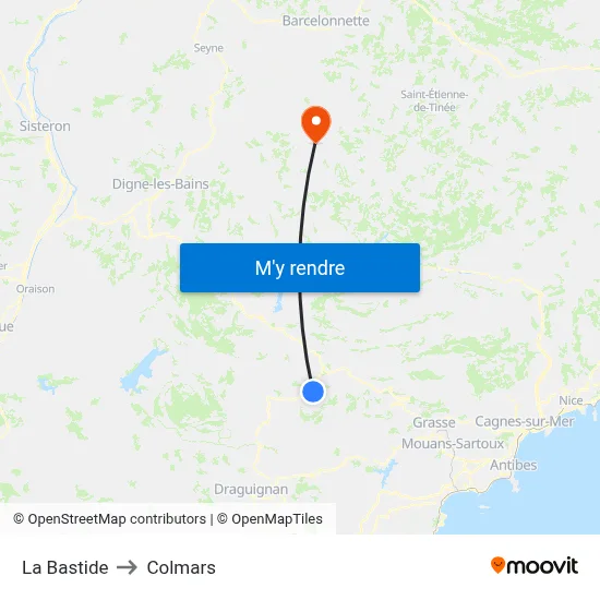 La Bastide to Colmars map