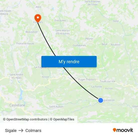 Sigale to Colmars map