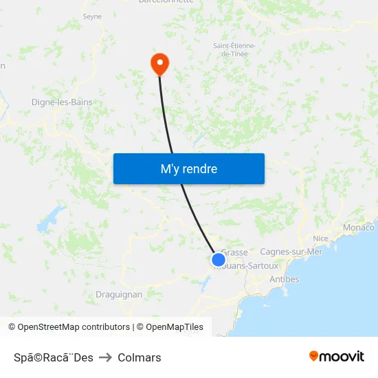 Spã©Racã¨Des to Colmars map