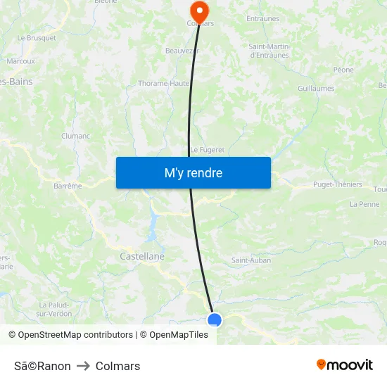 Sã©Ranon to Colmars map
