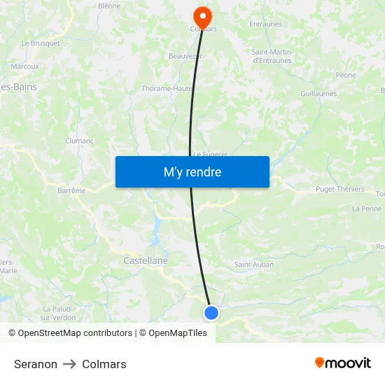 Seranon to Colmars map
