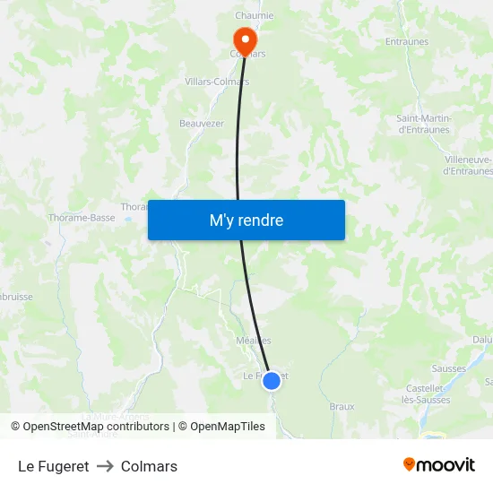 Le Fugeret to Colmars map