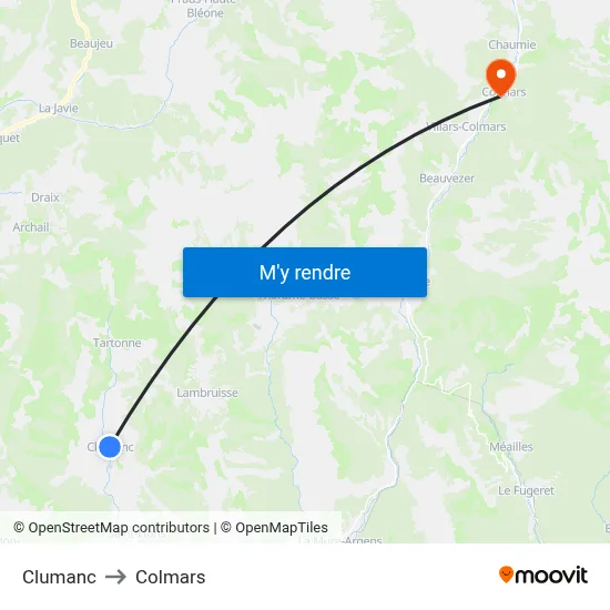 Clumanc to Colmars map