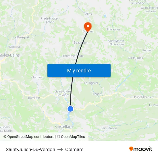 Saint-Julien-Du-Verdon to Colmars map