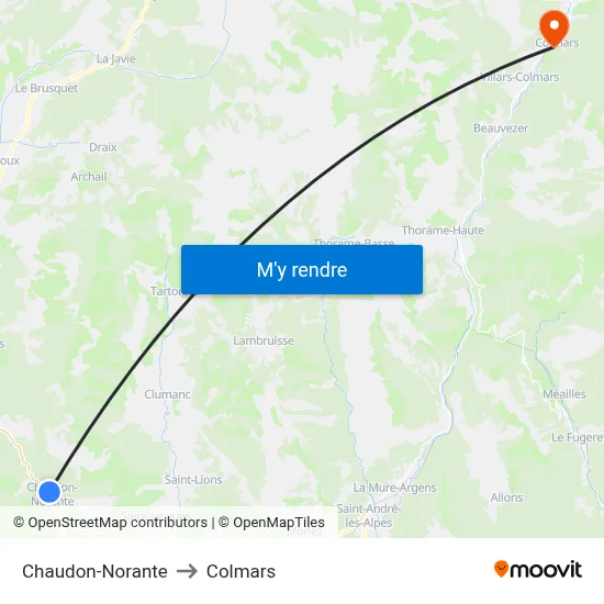 Chaudon-Norante to Colmars map