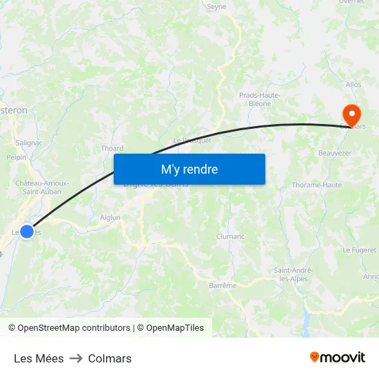 Les Mées to Colmars map