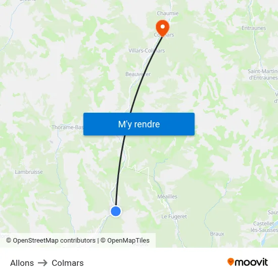 Allons to Colmars map