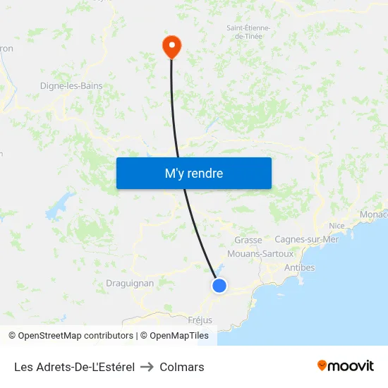 Les Adrets-De-L'Estérel to Colmars map