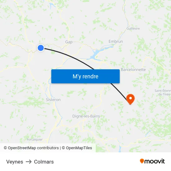 Veynes to Colmars map