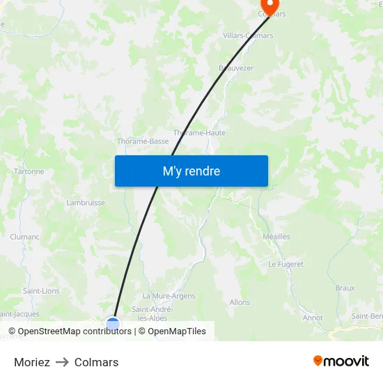 Moriez to Colmars map