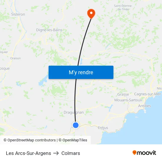 Les Arcs-Sur-Argens to Colmars map