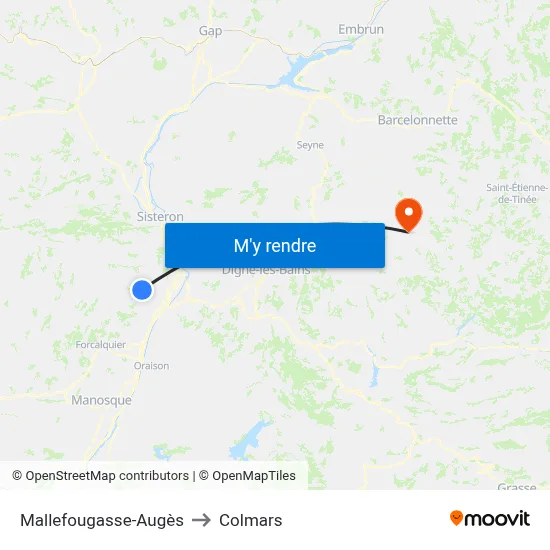 Mallefougasse-Augès to Colmars map