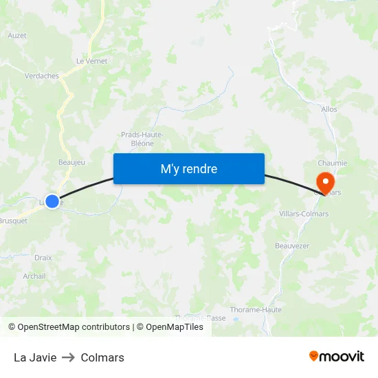 La Javie to Colmars map