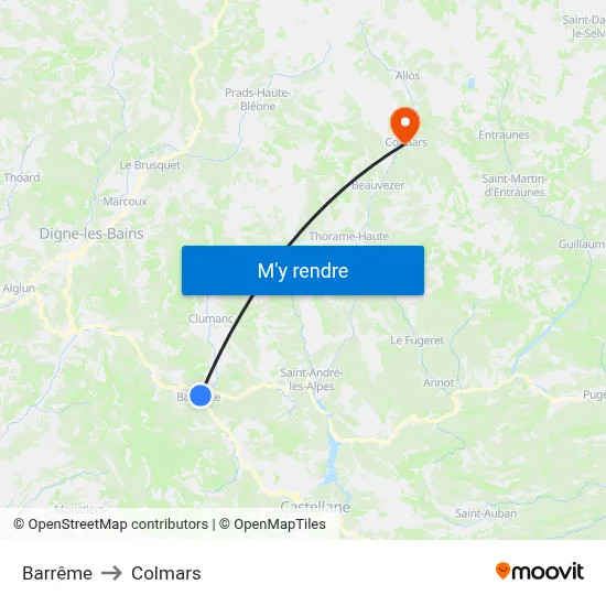 Barrême to Colmars map