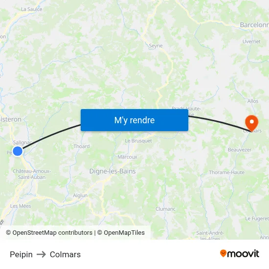 Peipin to Colmars map