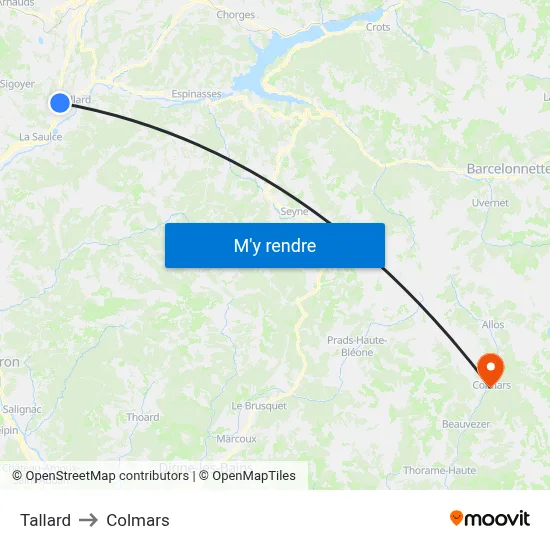 Tallard to Colmars map