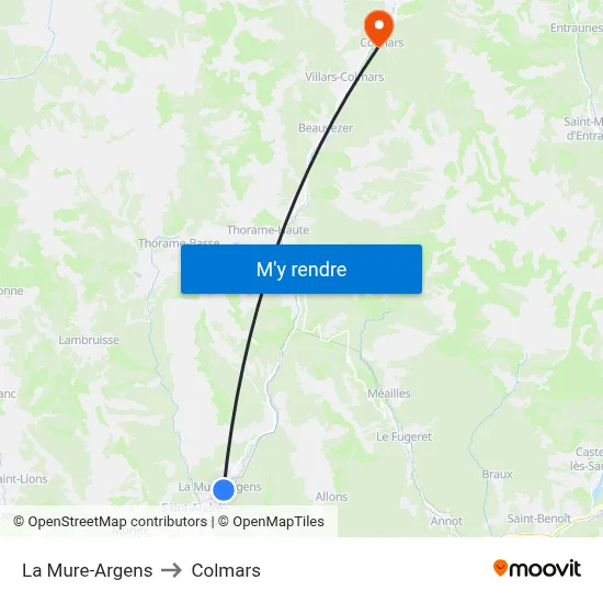 La Mure-Argens to Colmars map
