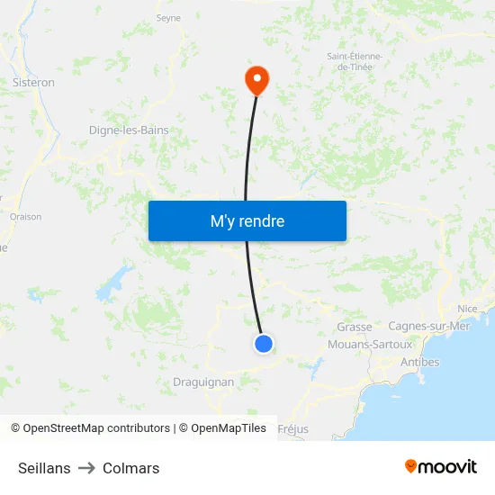 Seillans to Colmars map
